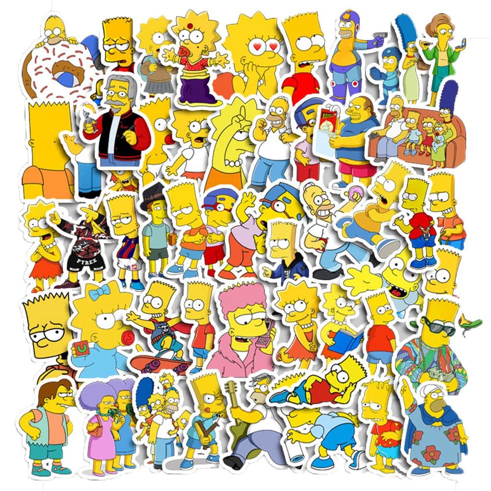 Adesivos de vinil impermeável Simpsons, anime, 50 unidades/lote, 5-7 cm