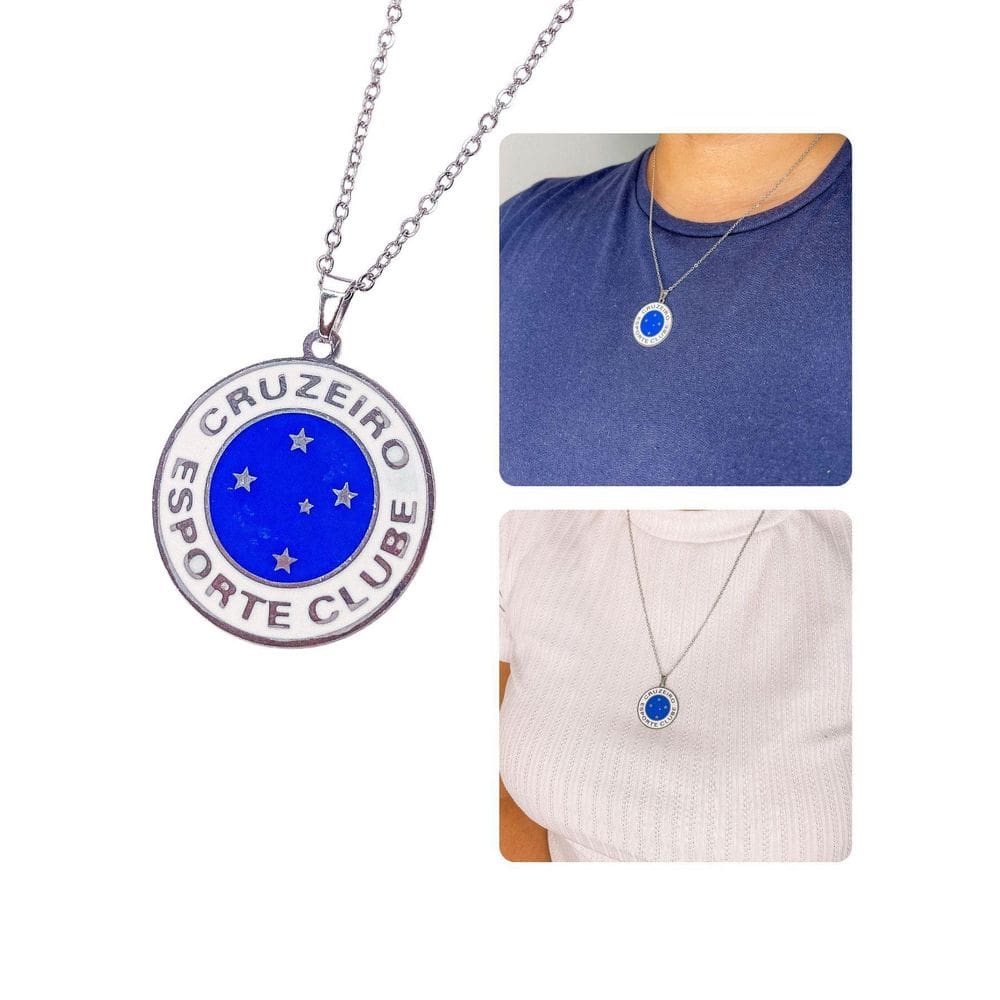 Colar Cordão Corrente 55Cm Unissex Pingente Time Cruzeiro