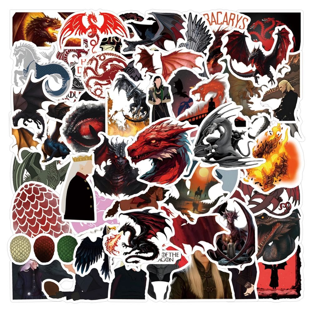 Adesivos de vinil impermeável Houses Of Dragons, anime, 55 unidades