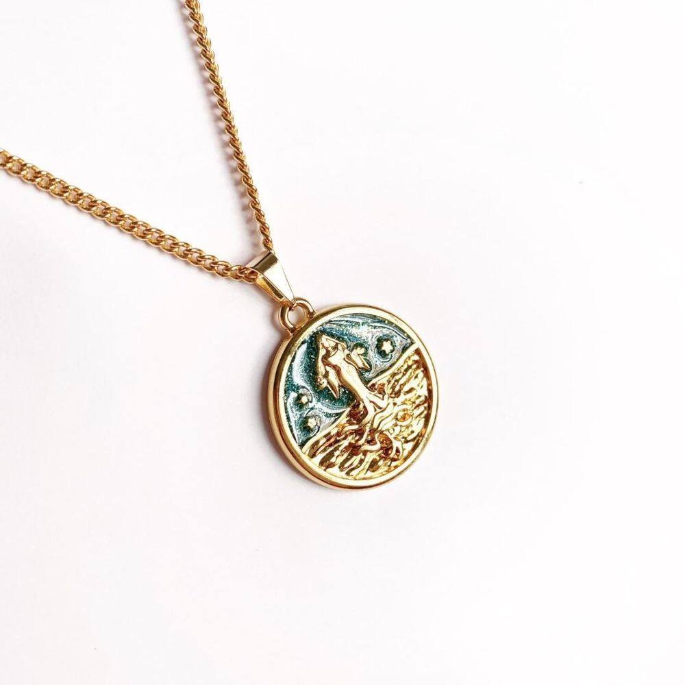 Colar Medalha Orixá Corrente 60 Cm Dourado - Iemanjá