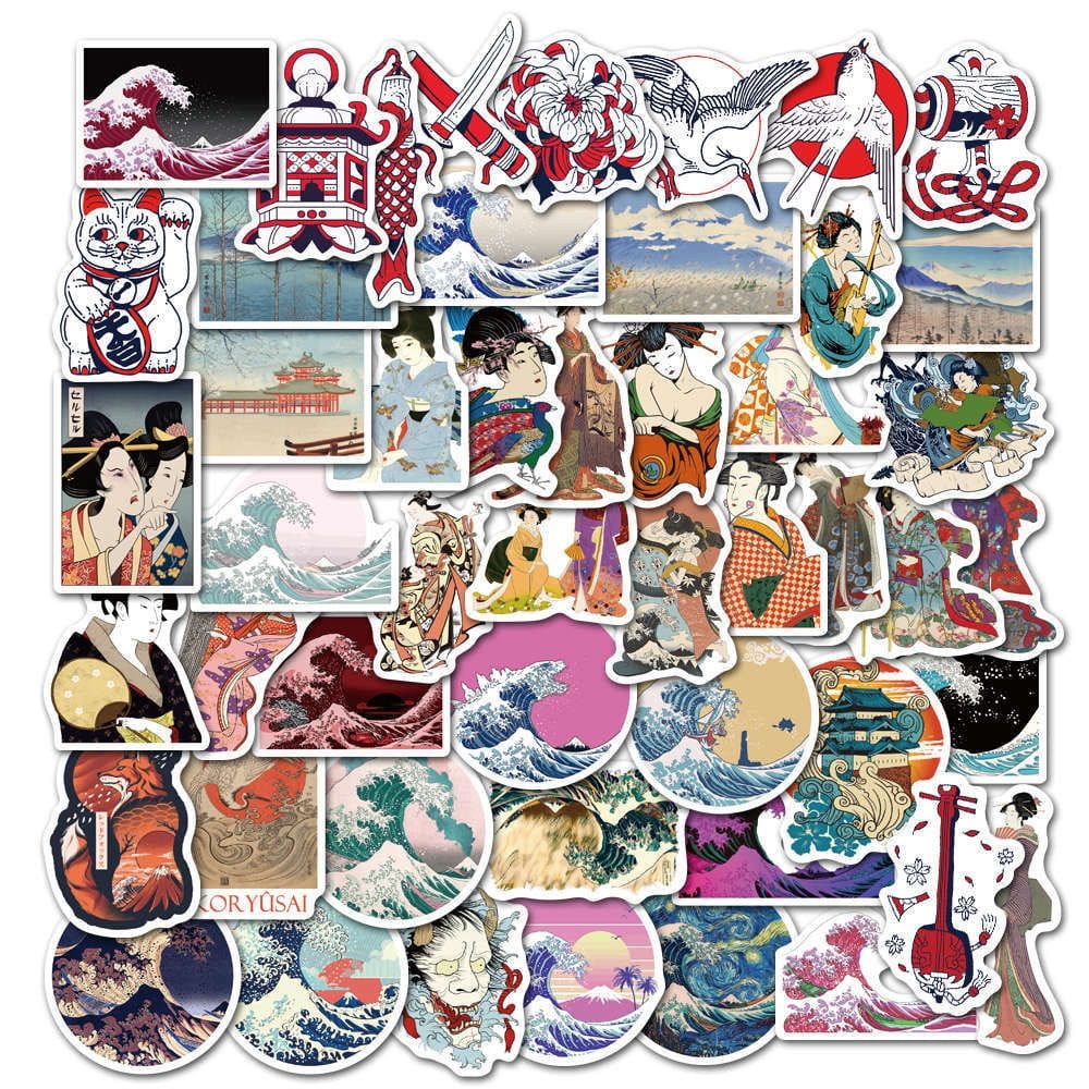 Adesivos 50 unidades/lote Japaneses Arts Cultures Ukiyos-E Waterpro