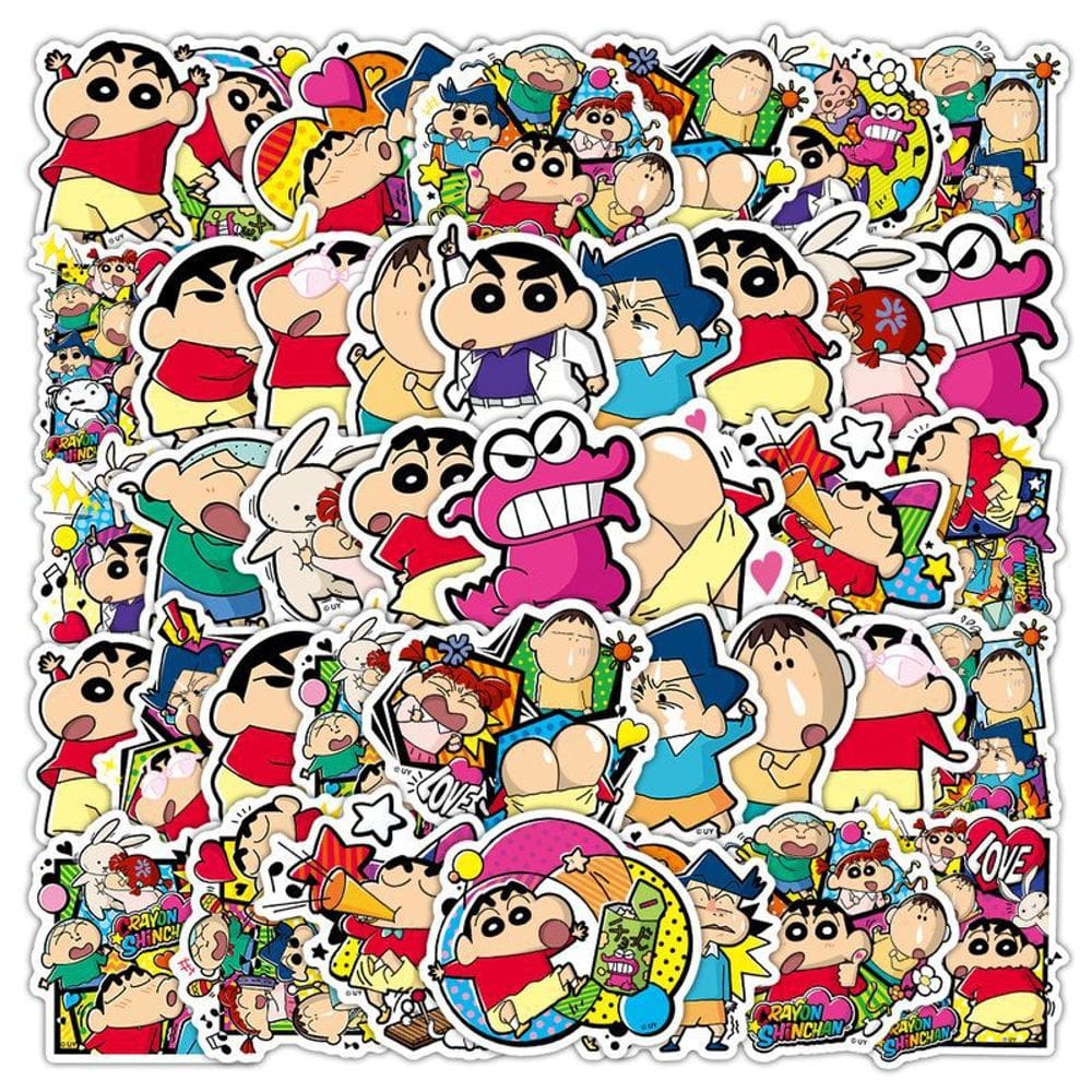 Adesivos Shins Chans, vinil impermeável, 50 unidades para laptop