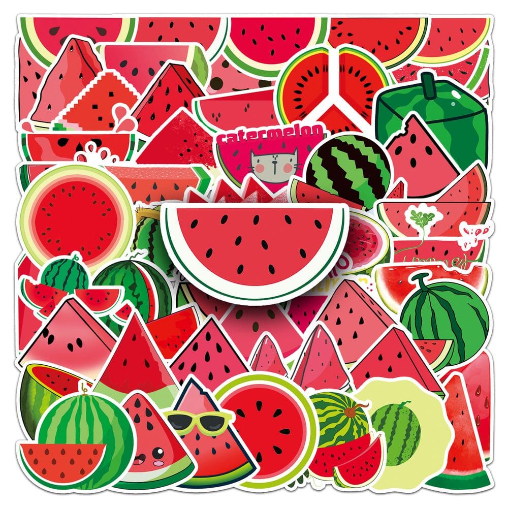 Adesivos, frutas de melancia, vinil impermeável, 50 unidades/lote