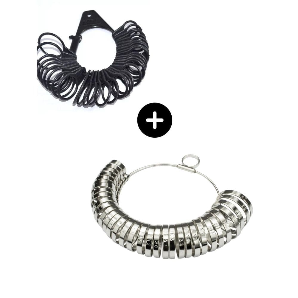 Kit 2 Aneleira Metal Plástica Medidor Anel Aliança Dedo