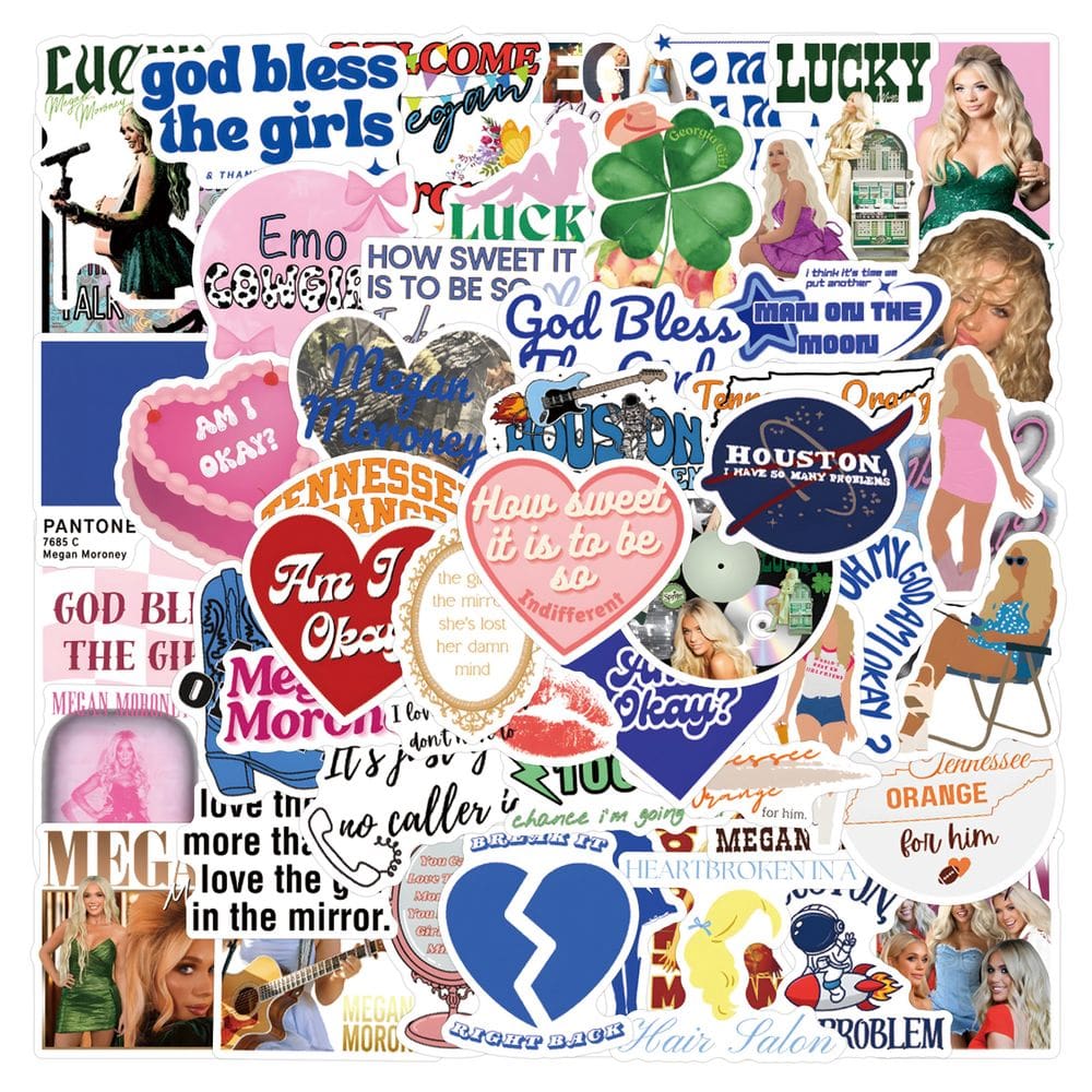 Adesivos Megans Moroneys, vinil impermeável, anime, 55 unidades