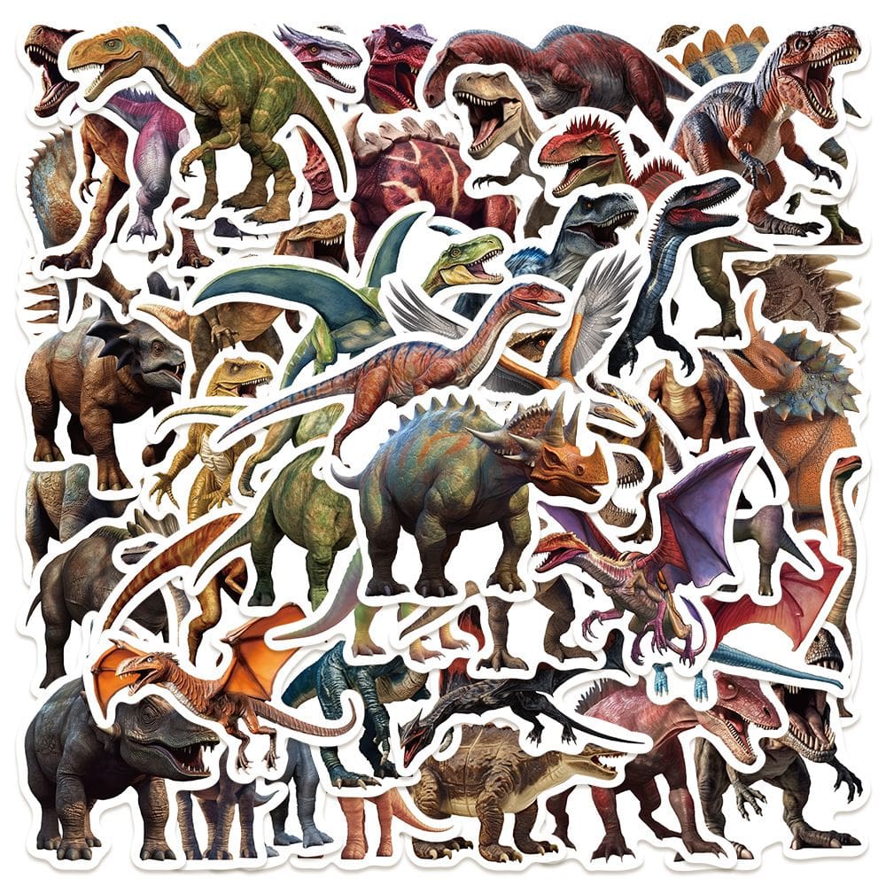 Adesivos Jurassics Dinosaurs em vinil impermeável 50 unidades/lote