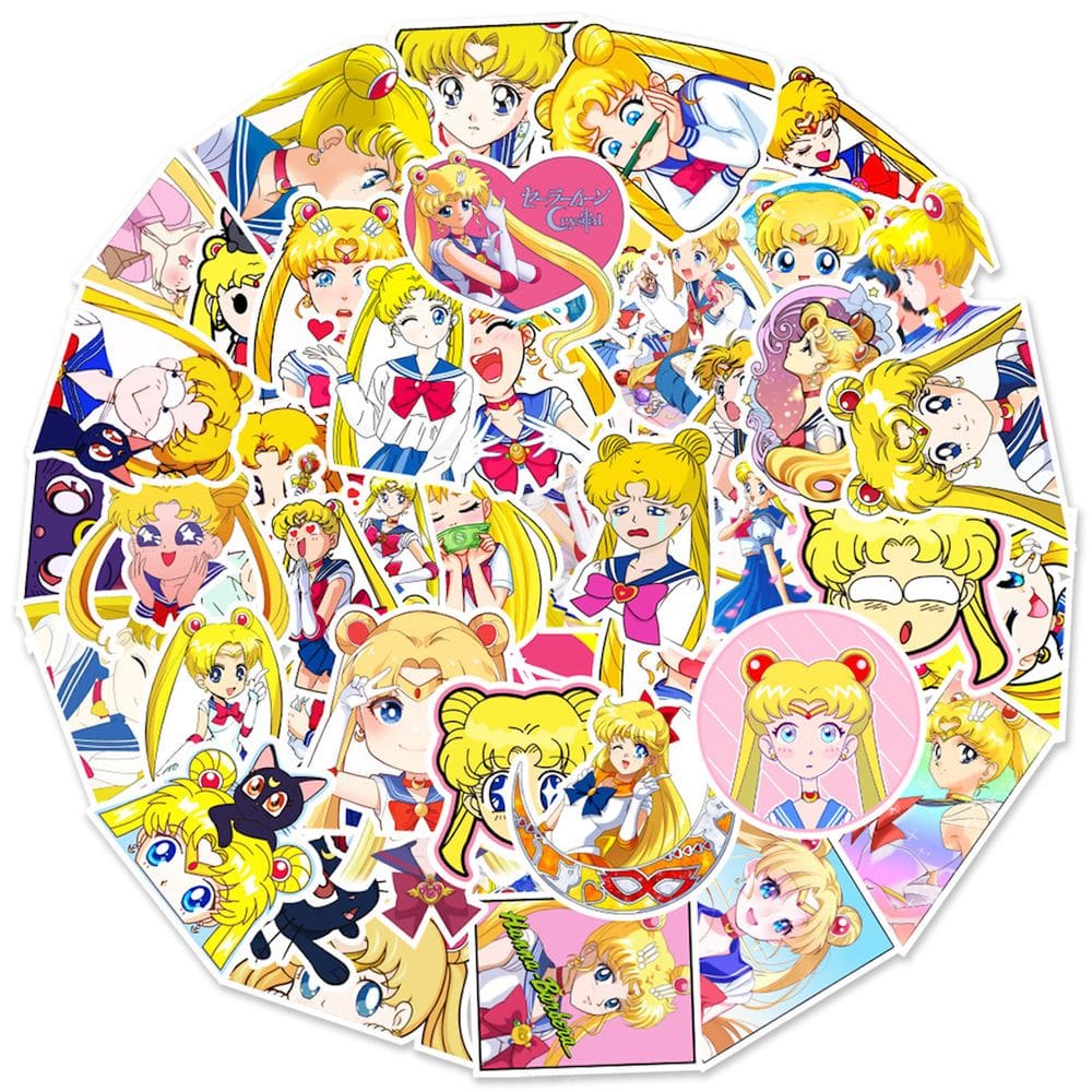 Conjunto de adesivos Anime Sailors Moon Vinil PVC impermeável 50 unidades
