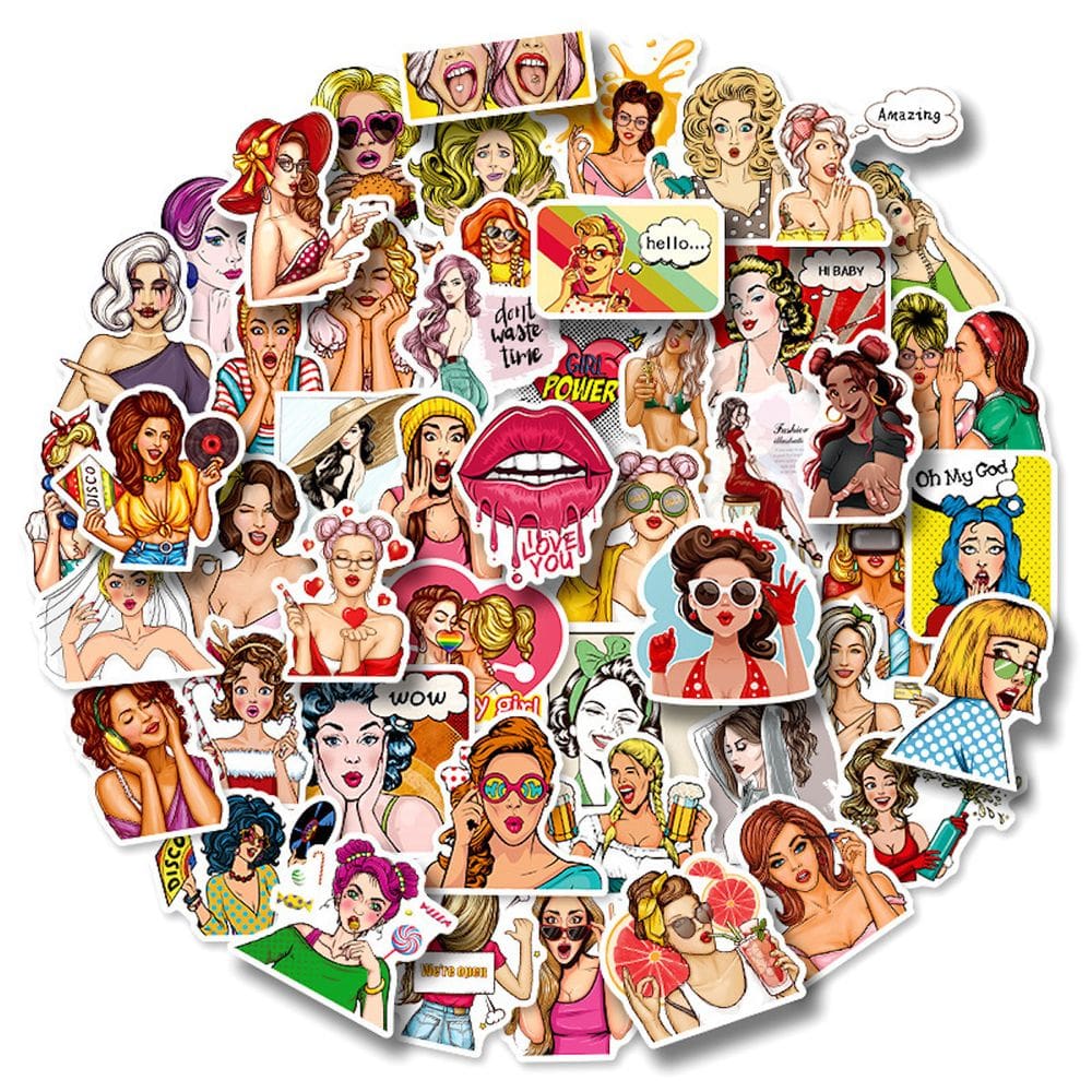 Pacote de adesivos Pop Girl Anime, vinil impermeável, 50 unidades