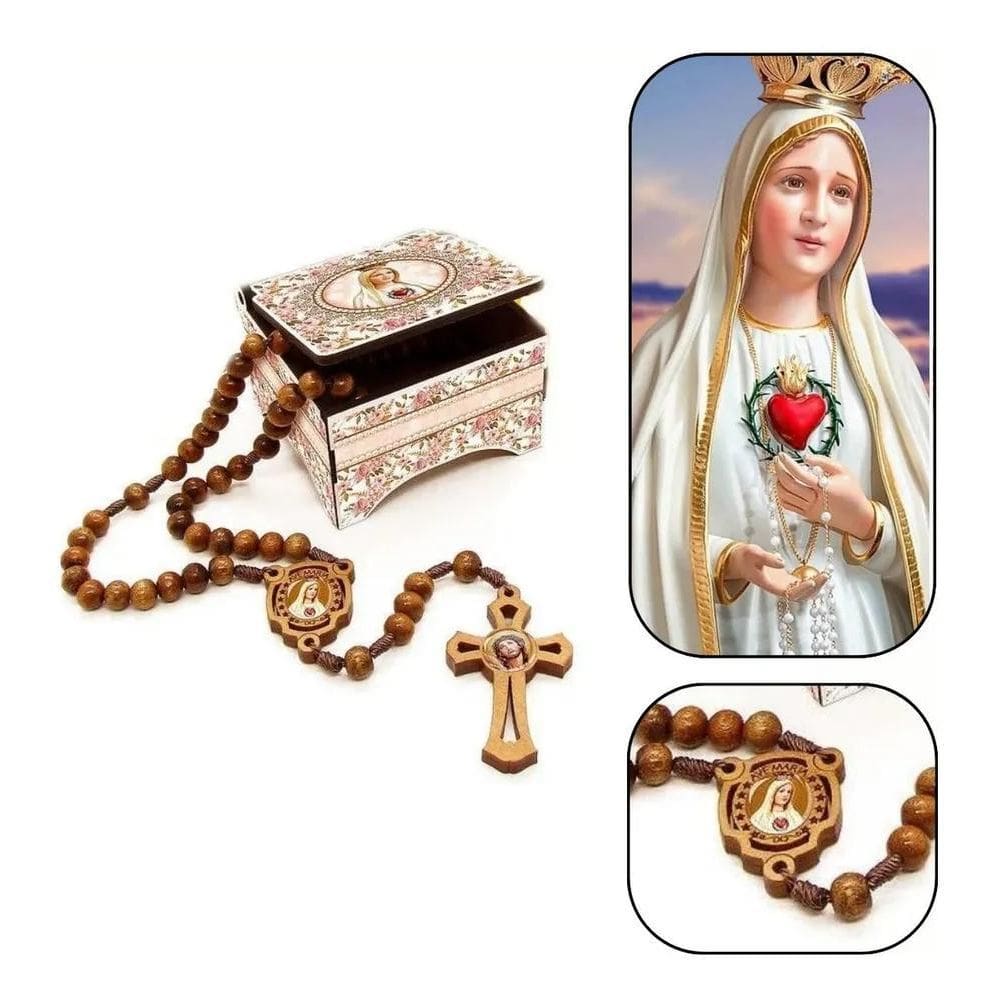 2X Terço Nossa Senhora De Fátima Com Caixinha Personalizada
