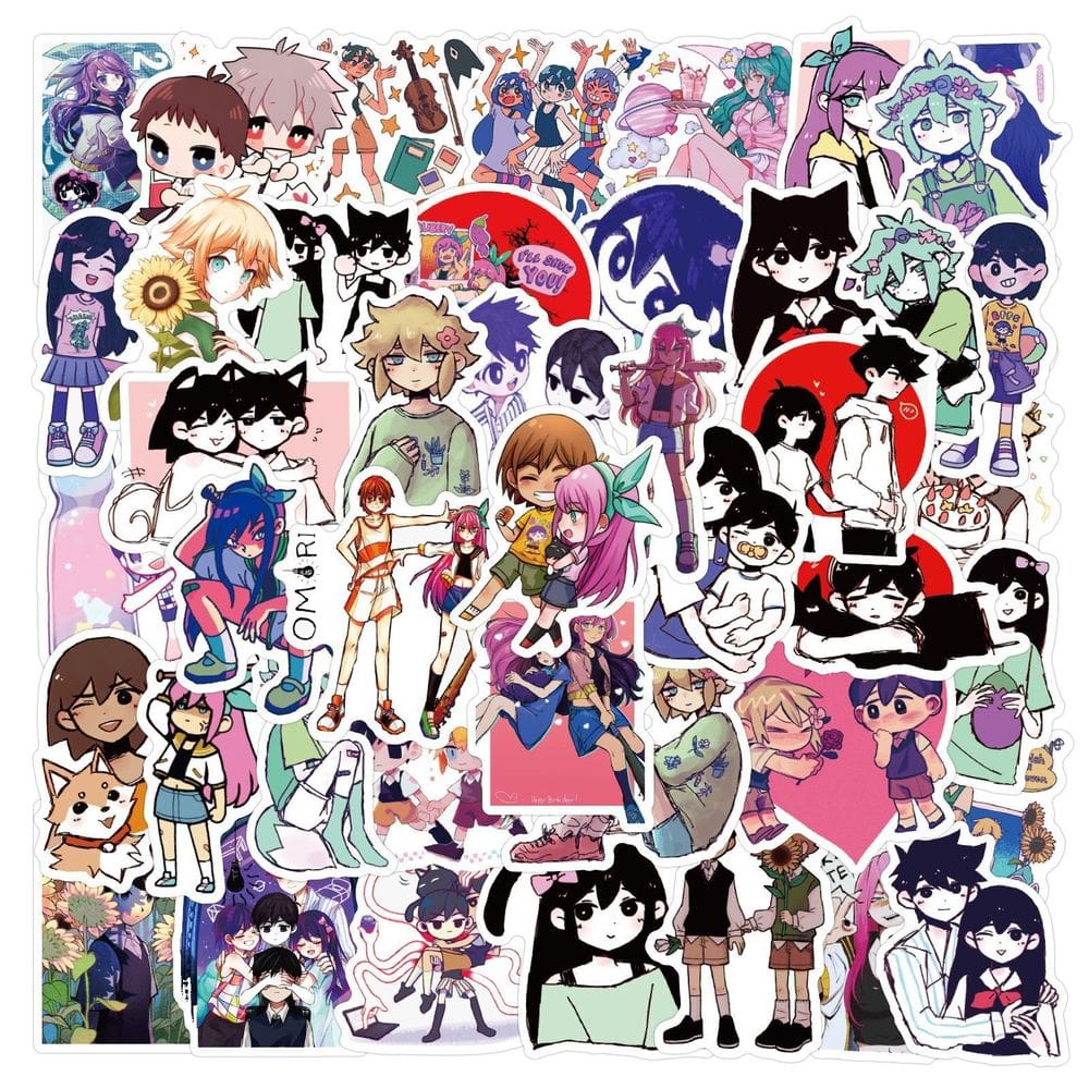 Adesivos de vinil impermeável Omoris Anime 60 unidades de 5-7 cm