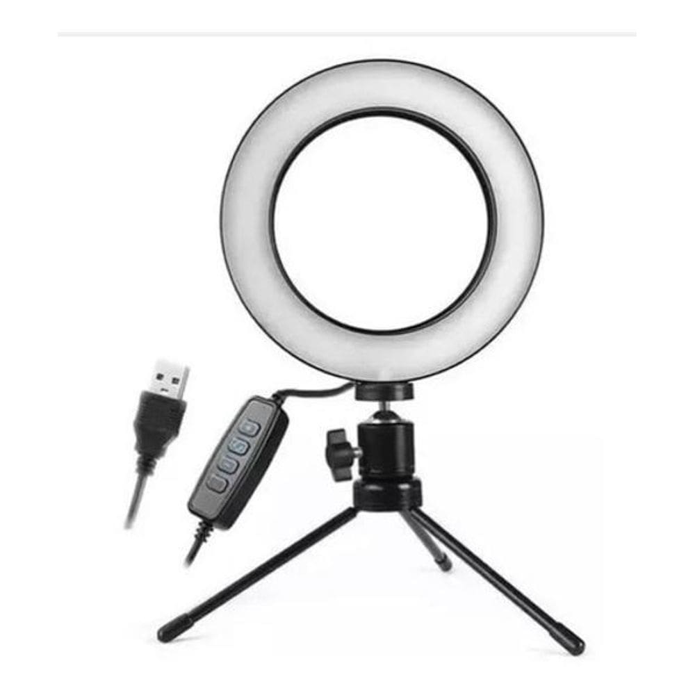 Iluminador Ring Light 16Cm Usb Led Misto 3500K 5500K + Trip