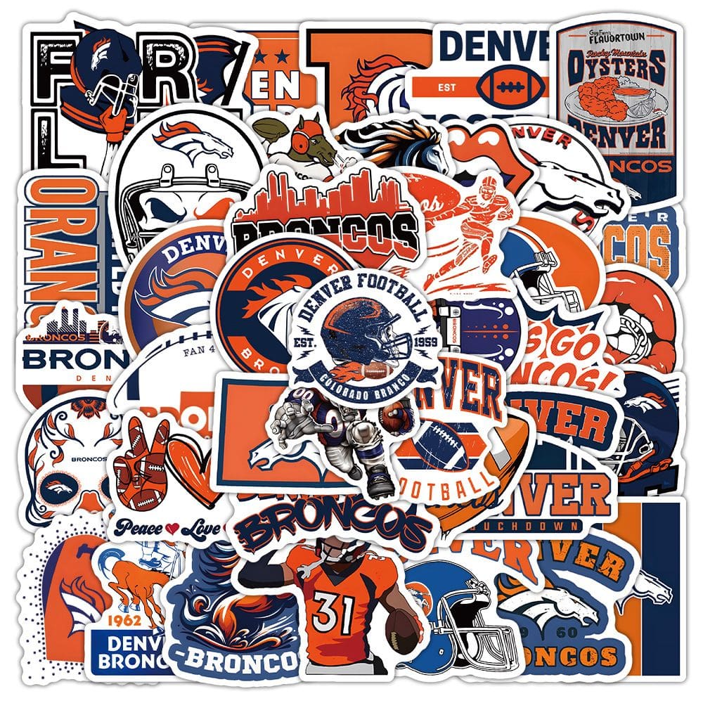 Adesivos Denver Broncos, vinil impermeável, anime, 48 unidades