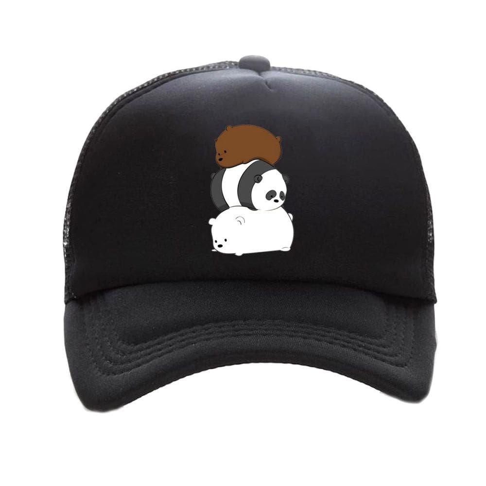 Boné de beisebol We Bares Bears Anime Snapback Hip-Hop Black