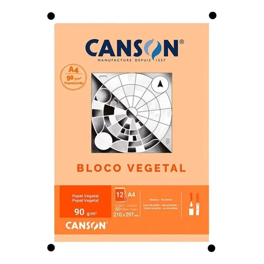 2X Bloco Papel Canson Vegetal Liso A4 - 90G - 50 Folhas