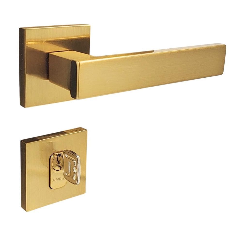 Fechadura Porta Externa Pado Retro Dourado Escovado 55Mm