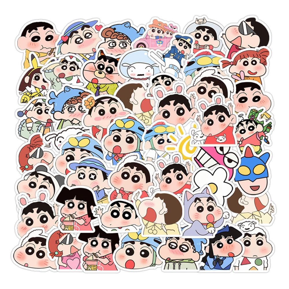 Adesivos Shins Chans, vinil impermeável, 50 unidades para laptop