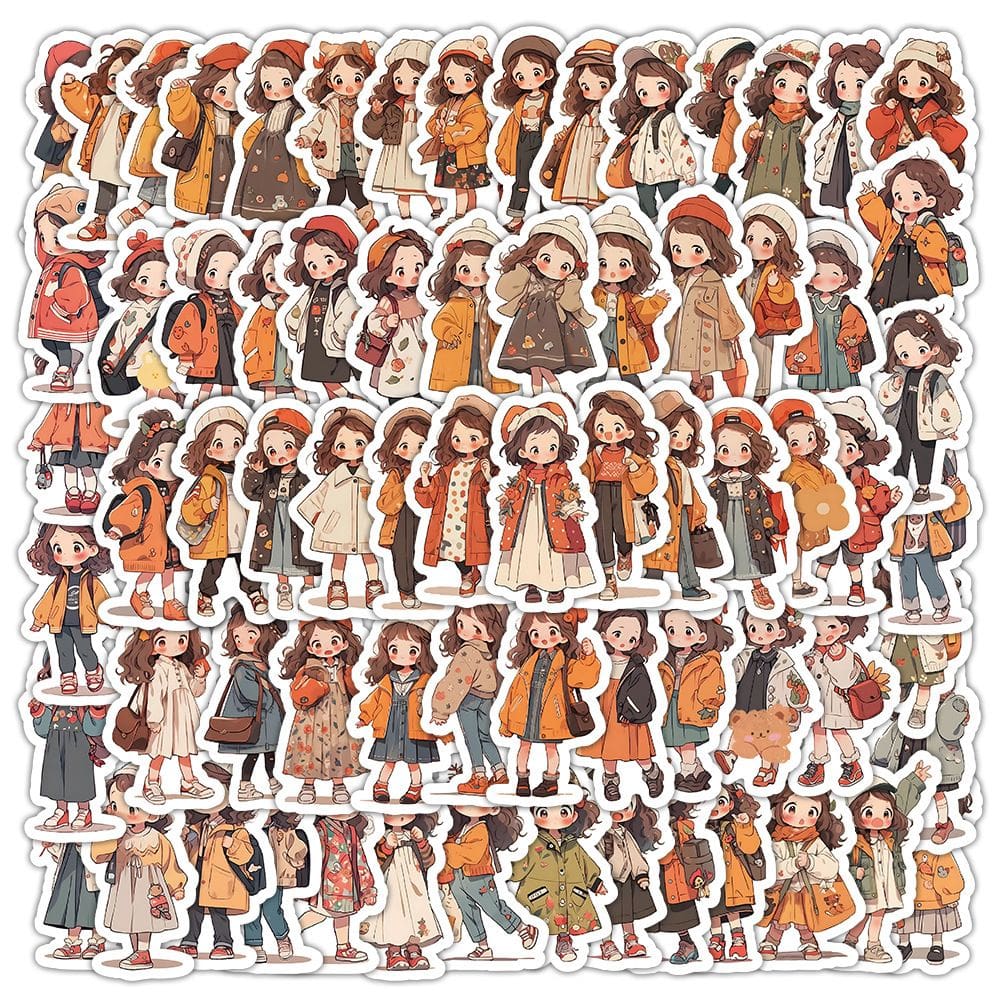 Adesivos de outono, outono, moda para meninas, impermeáveis, 100 unidades