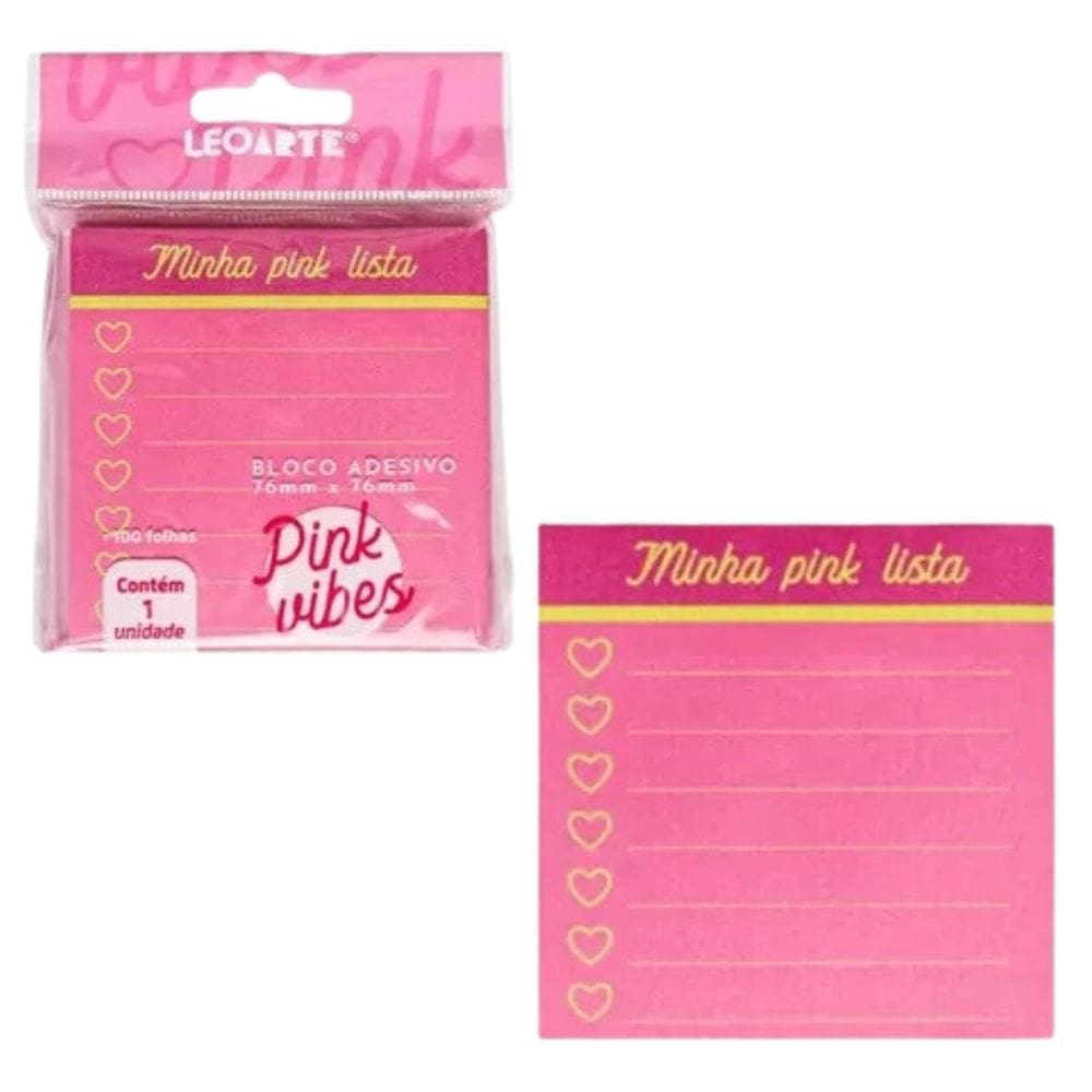 Bloco Adesivo Pink Vibes Lista Com 100 Folhas Leoarte