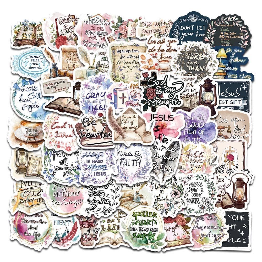 Adesivos Jesus Phrases, vinil impermeável, anime, 50 unidades