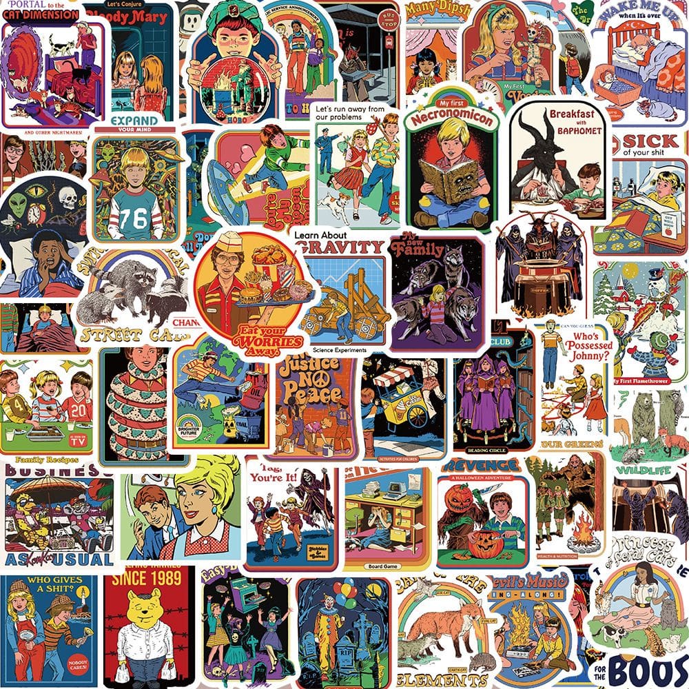 Adesivos Retros Ghosts, vinil impermeável, anime, 60 unidades/lote