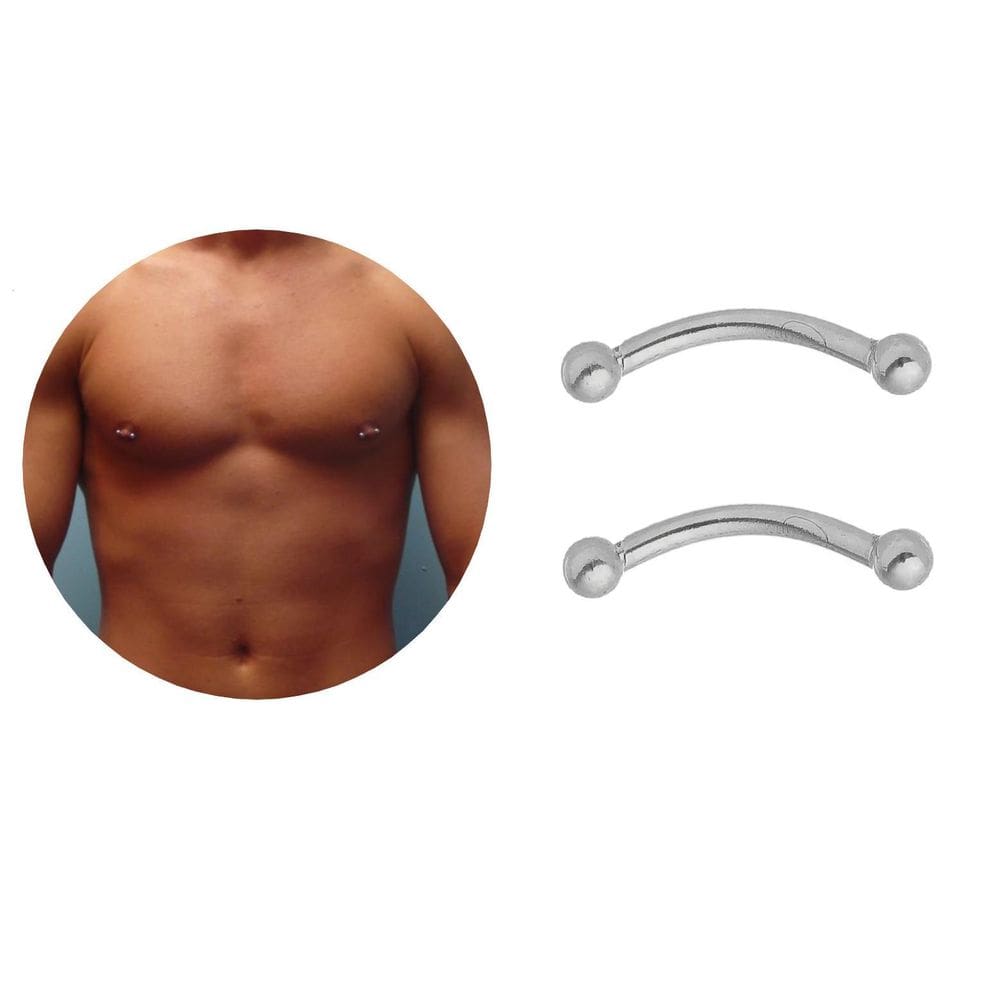 Piercinng Curvo Bananinha Mamilo 25Mm Titânio Modelo