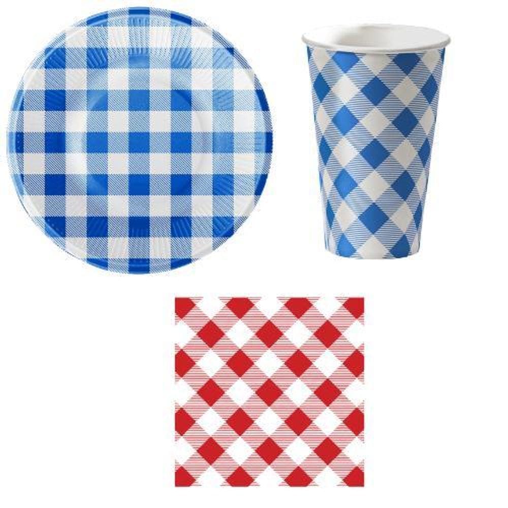 Kit 20 Convidados Papel Prato Copo Guardanapos Misto Junina