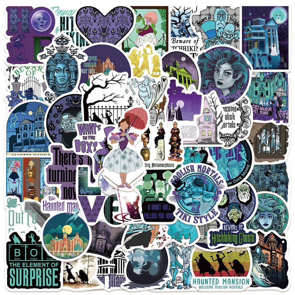 Adesivos Haunteds Mansions, vinil impermeável, anime, 50 unidades/lote