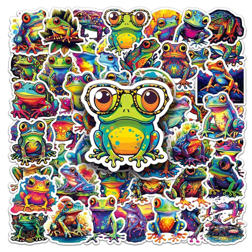 Adesivos Colorful Frogs, vinil impermeável, anime, 50 unidades/lote