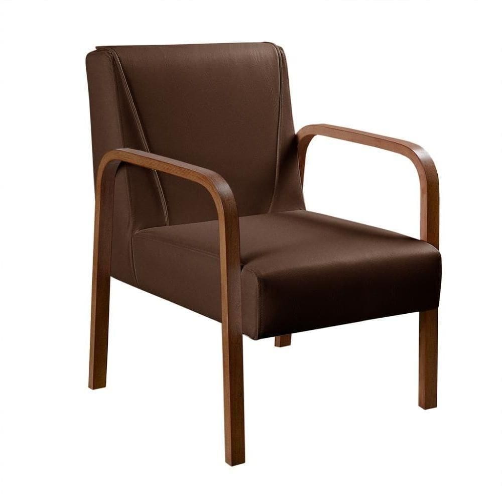 Poltrona Decorativa Anita Cadeira Moderna Sala Recepção - Corino Marrom 360