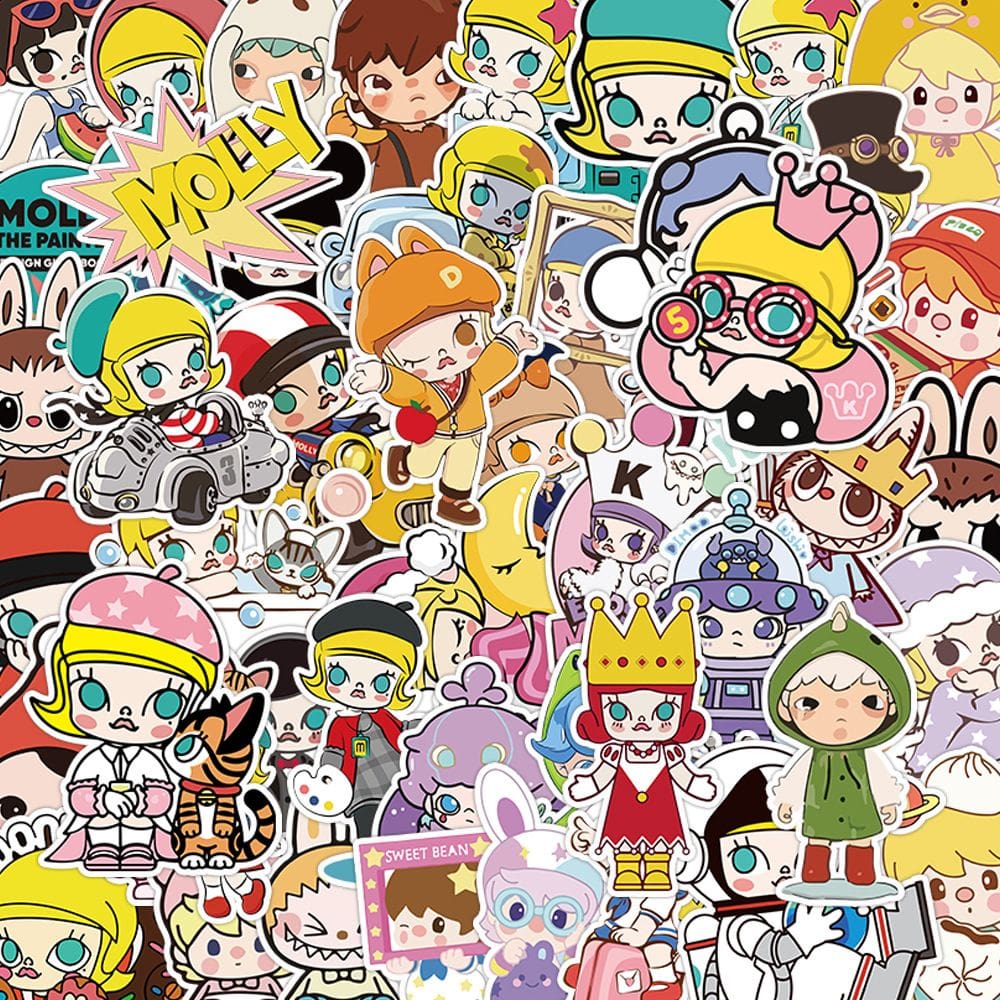 Adesivos de vinil impermeável Pops Marts, anime, 50 unidades/lote, 5-7 cm