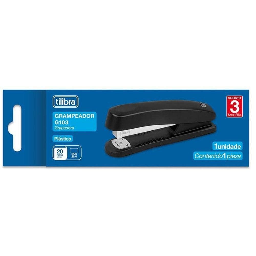 Grampeador G103 De Mesa 20 Folhas Preto - Tilibra