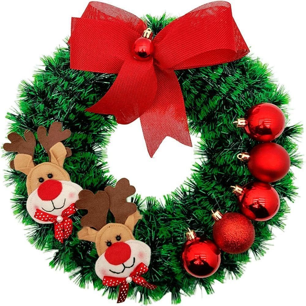 Guirlanda Natalina Decoração De Porta Noel Rena Urso De 40cm B