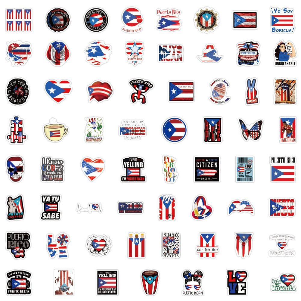 Adesivos de vinil impermeável de Porto Rico, anime, 60 unidades