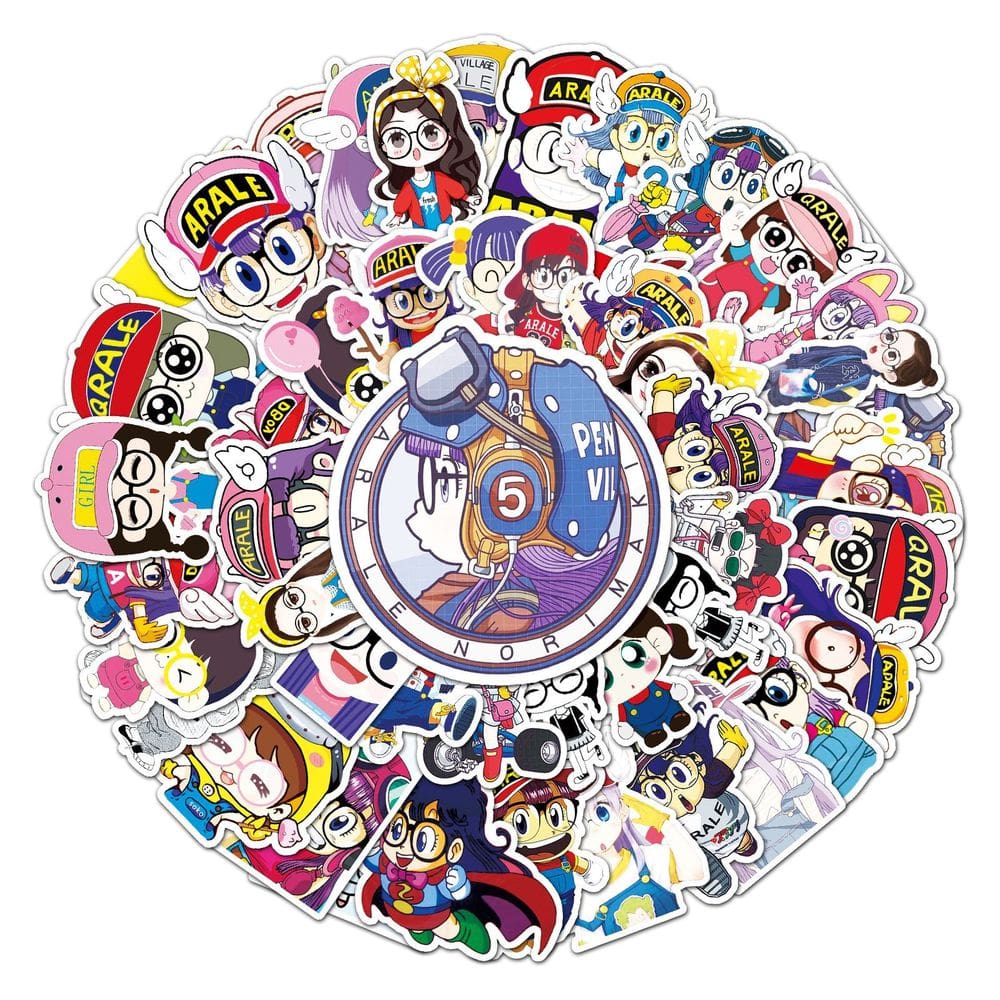 Pacote de adesivos Slumps Arale Anime Waterproof Vinyl 50 unidades