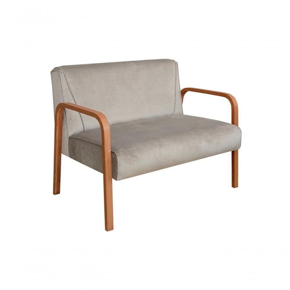 Poltrona Namoradeira Anita Decorativa Braço Madeira Moderna Veludo Capuccino 250