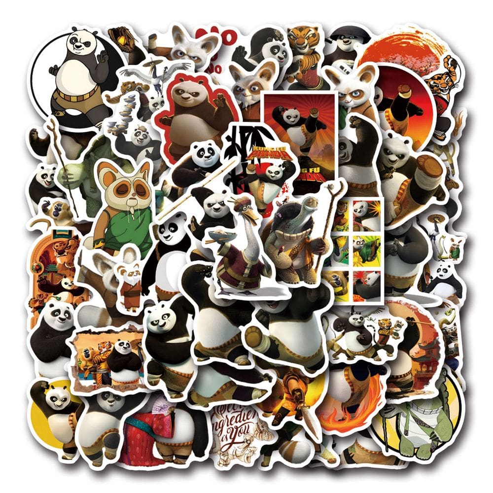 Adesivos Kungs Fu Pandas, vinil impermeável, anime, 55 unidades