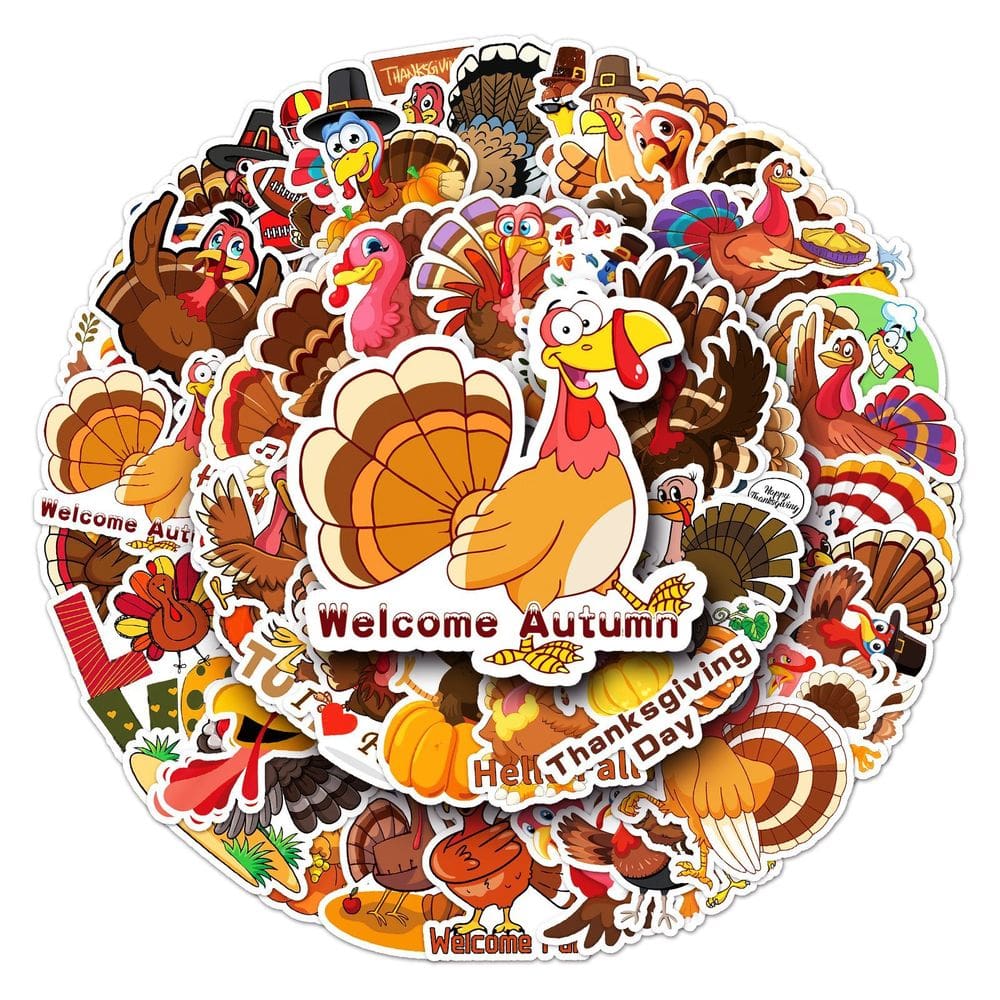 Adesivos Turkey Doodles Anime em vinil impermeável 50 unidades