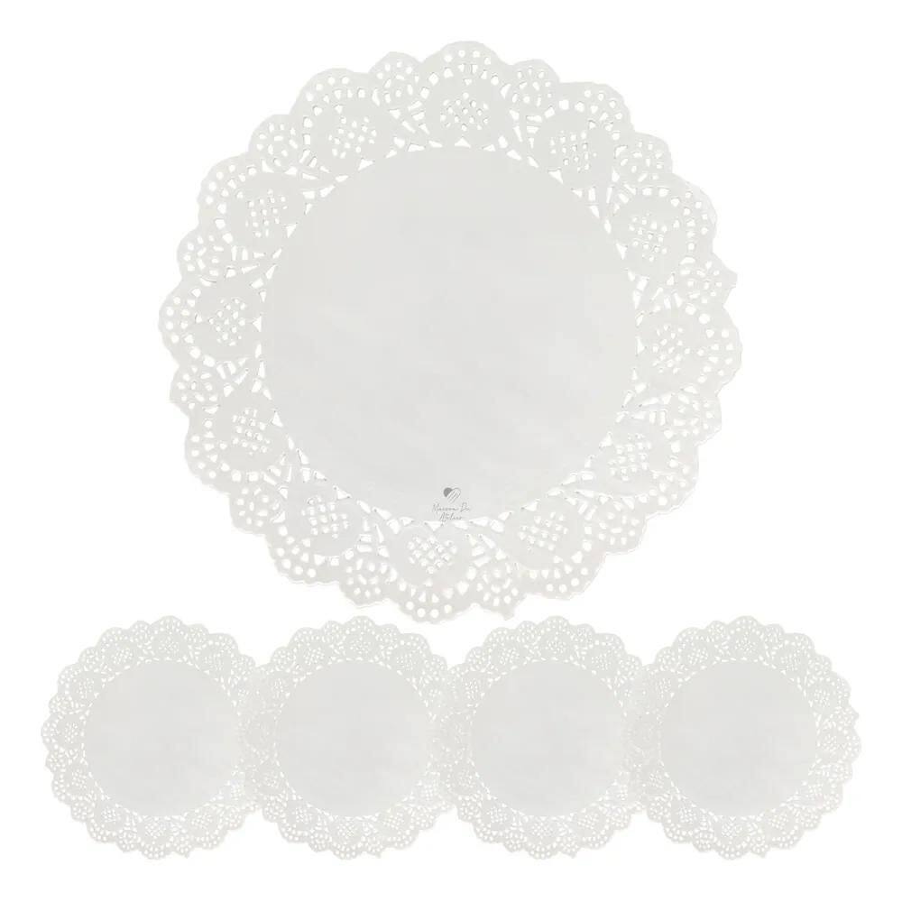 2X 50 Unidades Papel Rendado Doilie 30 Cm Branco