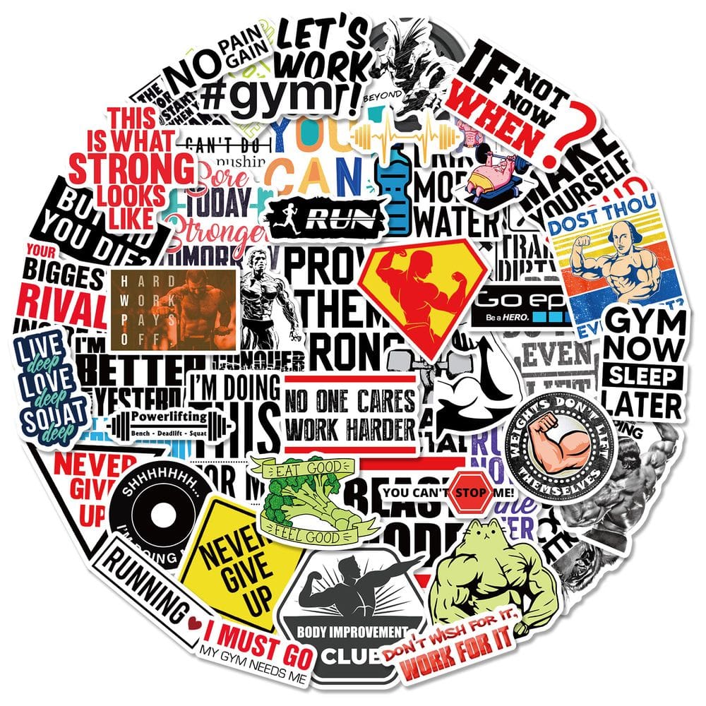 Adesivo, 50 unidades/lote, textos, adesivos, ginásios, motivacionais, culturas