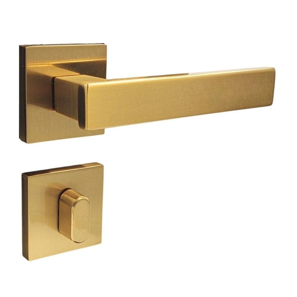 Fechadura Porta Banheiro Pado Retro Dourado Escovado 55Mm