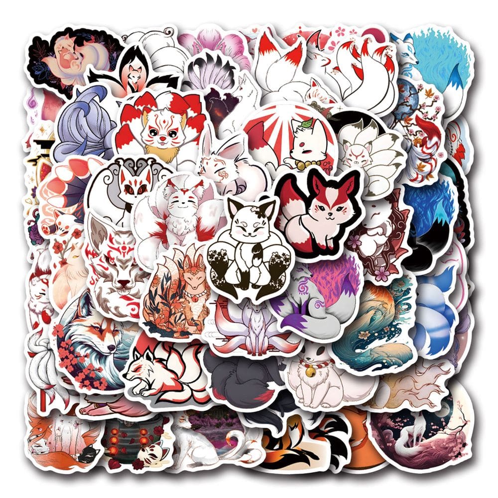 Adesivos de vinil impermeável Kitsunes, anime, 55 unidades, 5-7 cm