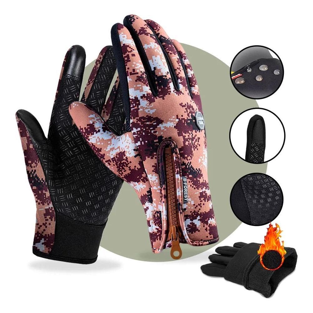 Par De Luvas Motoqueiro Térmica Impermeável Azul Camuflado