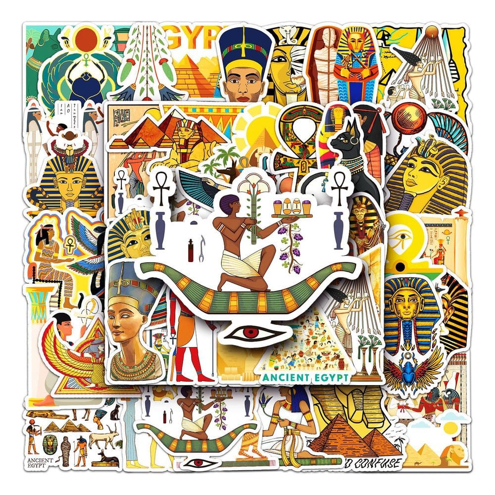Adesivos Egyptians Pyramids Mummys Waterproof Vin 50 unidades