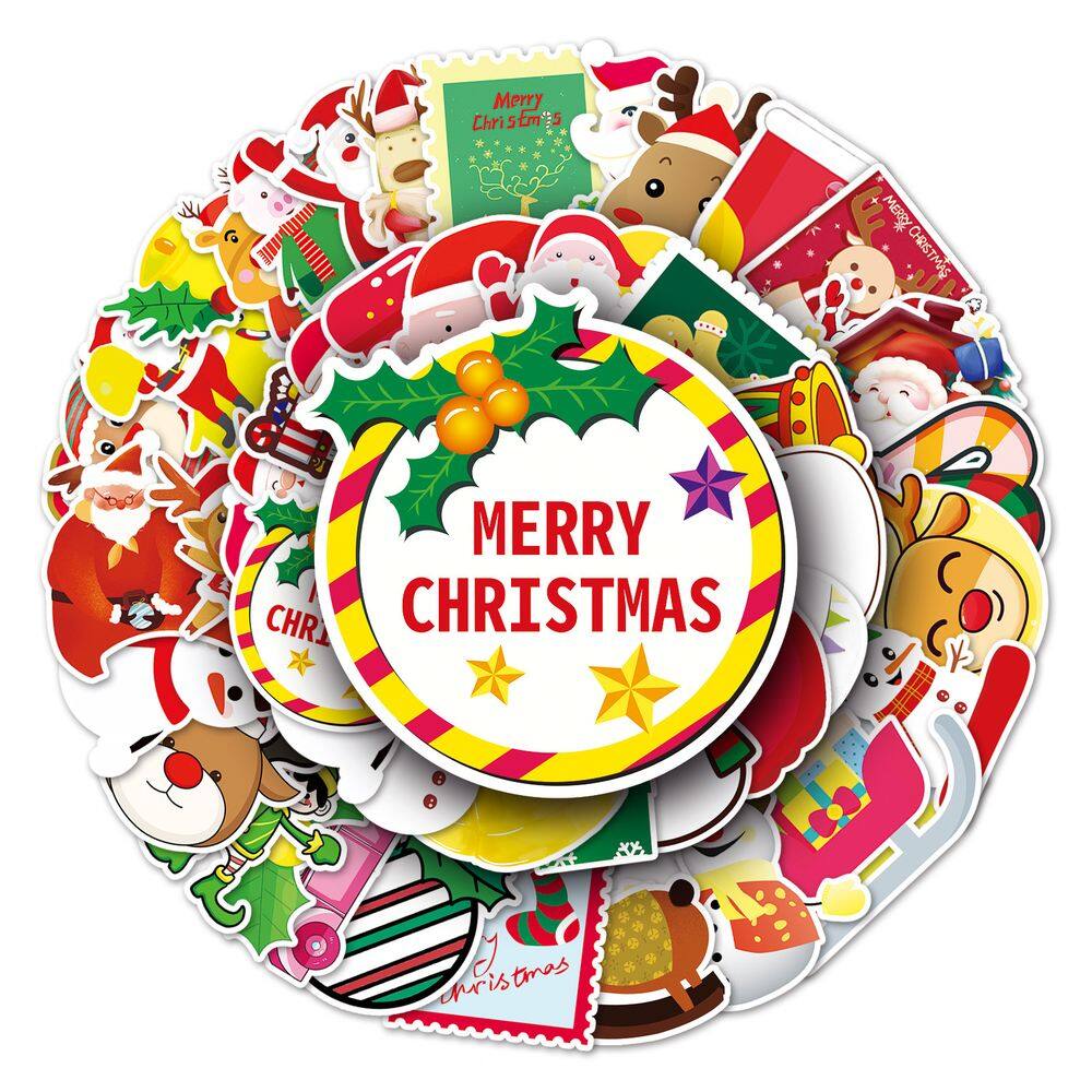 Pacote de adesivos de Natal, anime, anime, vinil impermeável, 50 unidades
