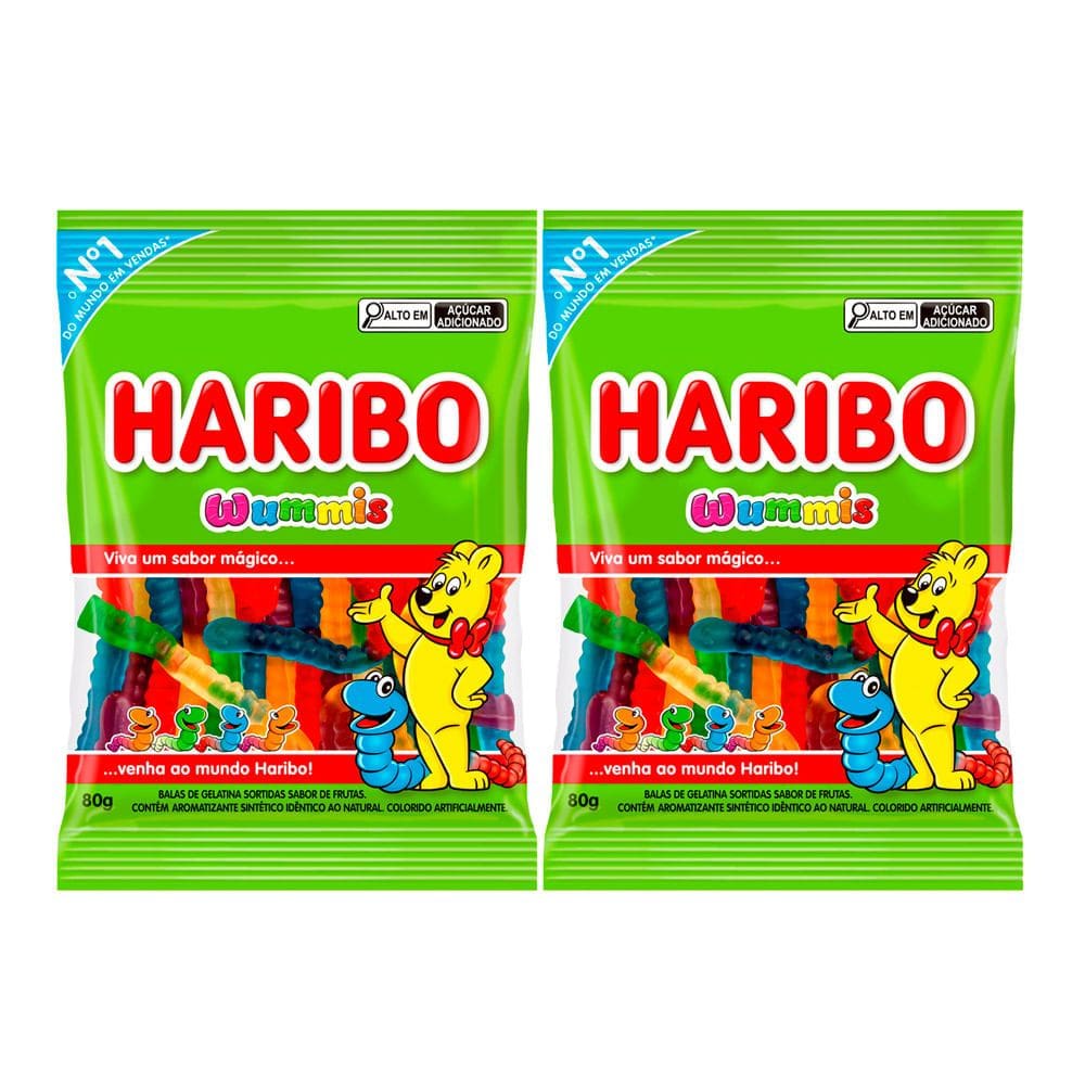 Kit 2 Balas de Gelatina Haribo Wummis 80g