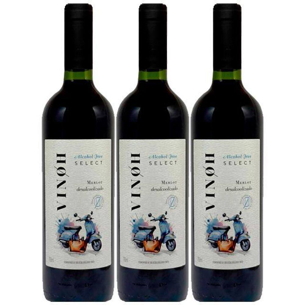 Vinho Sem Álcool Tinto Seco Merlot Vinoh Select - 03 Un