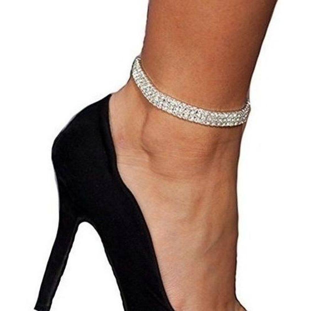 Tornozeleira Pulseira Strass Dourada Noiva Debutante