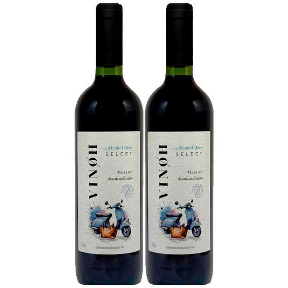 Vinho Sem Álcool Tinto Seco Merlot Vinoh Select - 02 Un