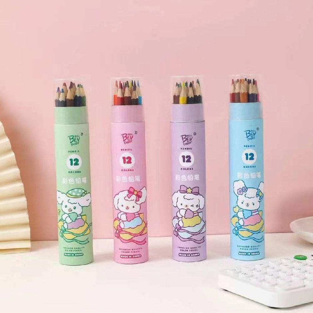 Kit Lápis 12 Cores Infantil Qualidade Escolar