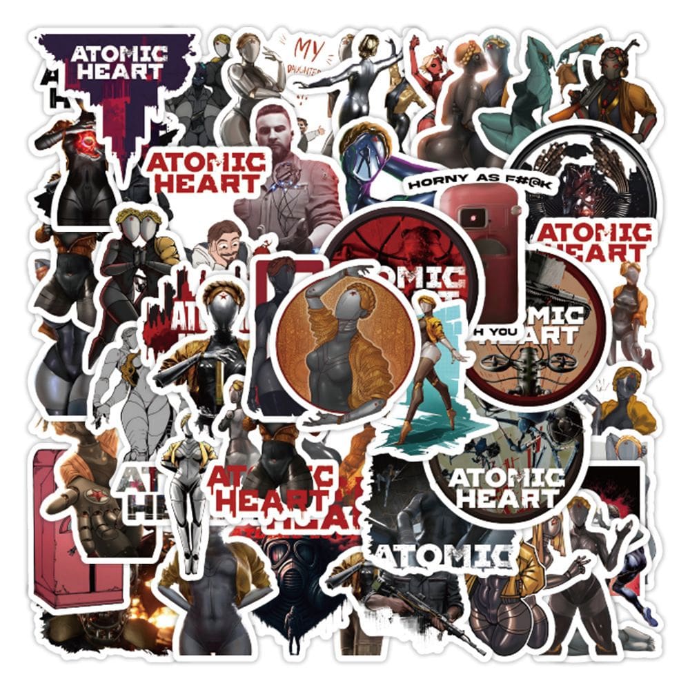 Adesivos Atomic Hearts, vinil impermeável, anime, 50 unidades
